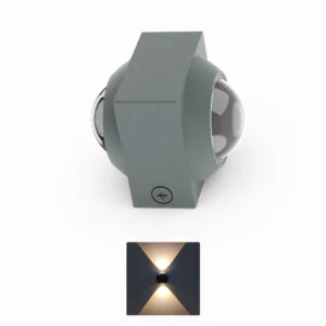 Belatrix BTO 020 outdoor wall light in grey aluminium body with warm white up and down beam effect
