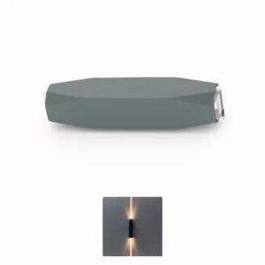 Belatrix BTO 03 outdoor wall light in grey aluminium body with warm white vertical up and down beam effect
