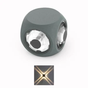 Belatrix BTO 045 outdoor wall light in grey aluminium body with warm white decorative wall lighting effect