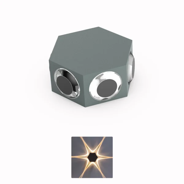 Belatrix BTO 1025 outdoor wall light in grey aluminium body with warm white star beam effect