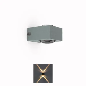 Belatrix BTO 2033 outdoor wall light in grey aluminium body with warm white up and down decorative beam effect