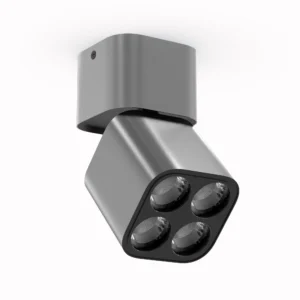Belatrix Claro cylinder light in grey finish with four lens design for premium interior lighting Title