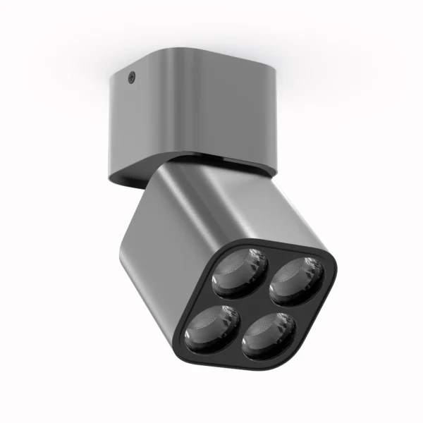 Belatrix Claro cylinder light in grey finish with four lens design for premium interior lighting Title