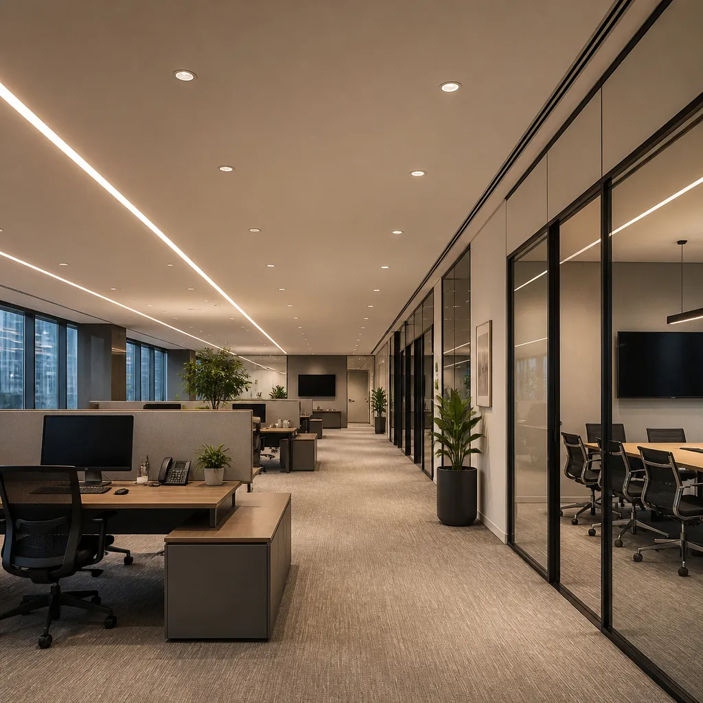 Commercial architectural LED lighting for offices and workspaces