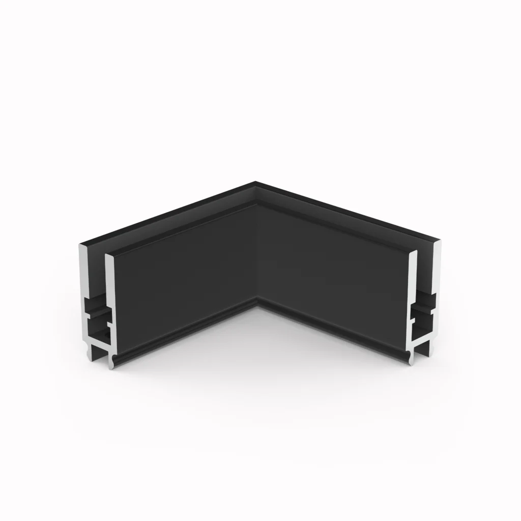 Belatrix Corner Surface 5MM magnetic light track connector in black aluminium body for ceiling installation