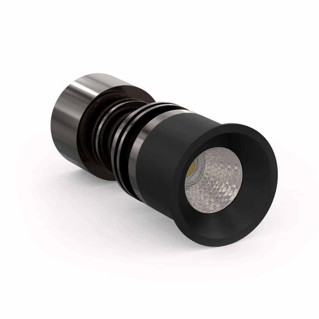 Belatrix Dyson COB light in black finish with deep lens for premium interior lighting