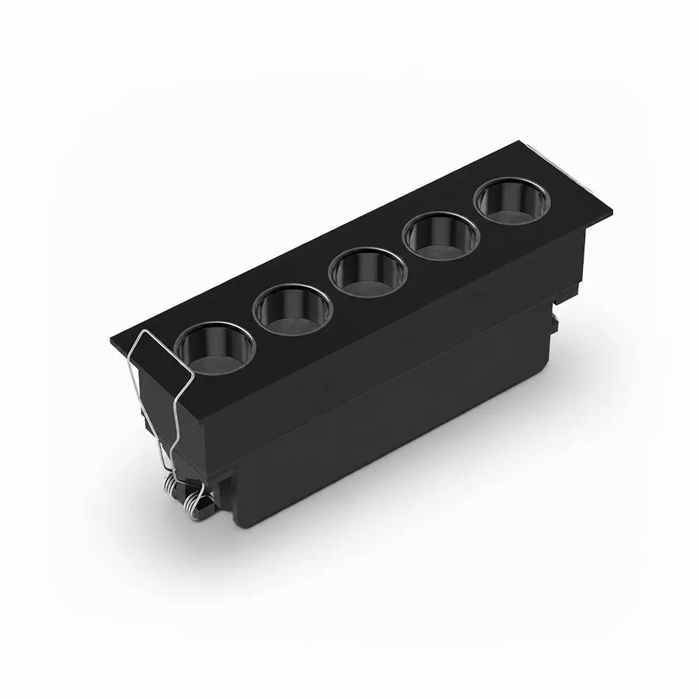 Belatrix Lency laser light in black finish with linear recessed design for premium interior lighting