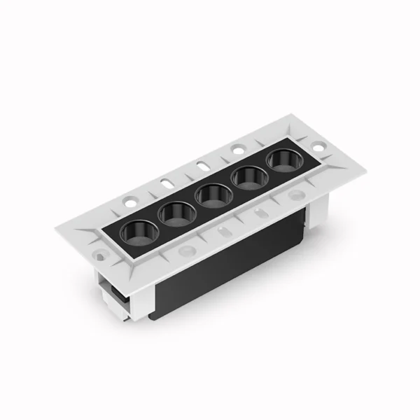 Belatrix Lency Trimless laser light in black body finish with five lens recessed design for premium interior lighting