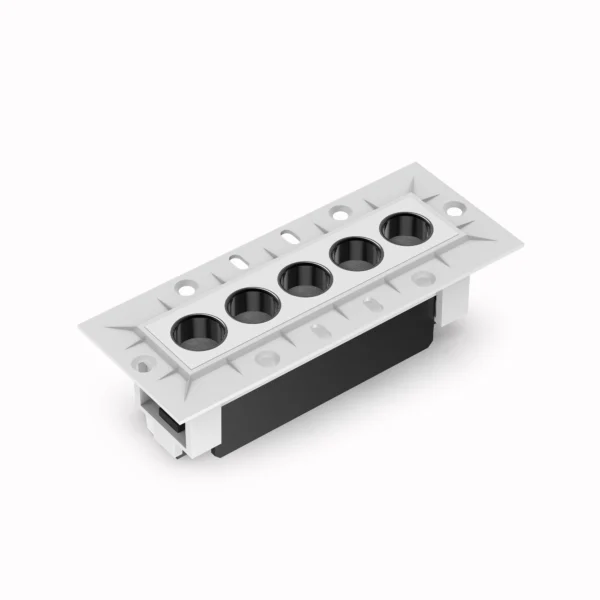 Belatrix Lency Trimless laser light in PKW body finish with five lens recessed design for premium interior lighting