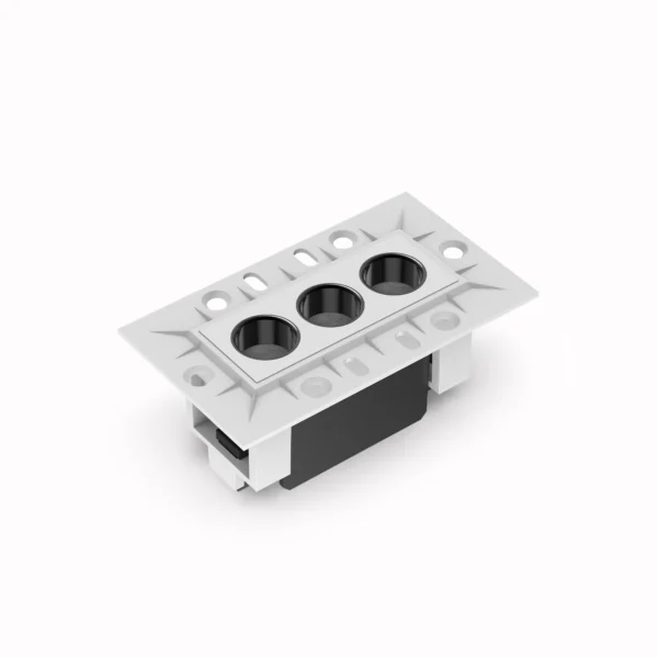 Belatrix Lency Trimless laser light in PKW body finish with three lens recessed design for premium interior lighting
