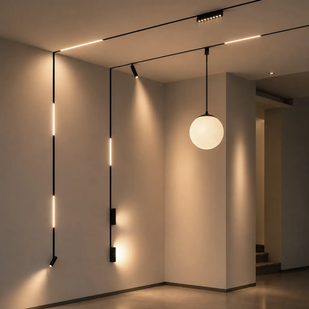 Belatrix magnetic track lighting system for modern interior spaces