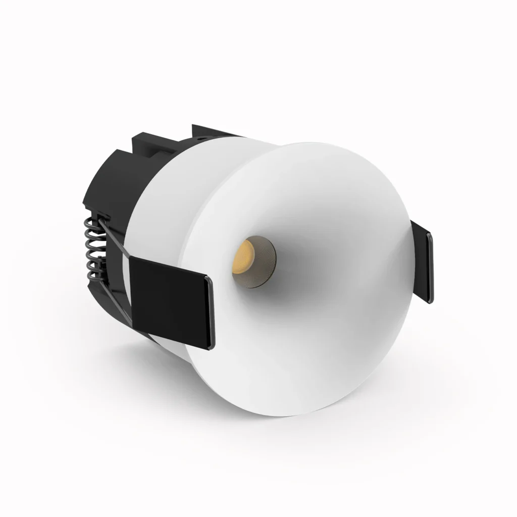 Belatrix Micra COB light in PKW finish with soft recessed cone design for premium interior lighting