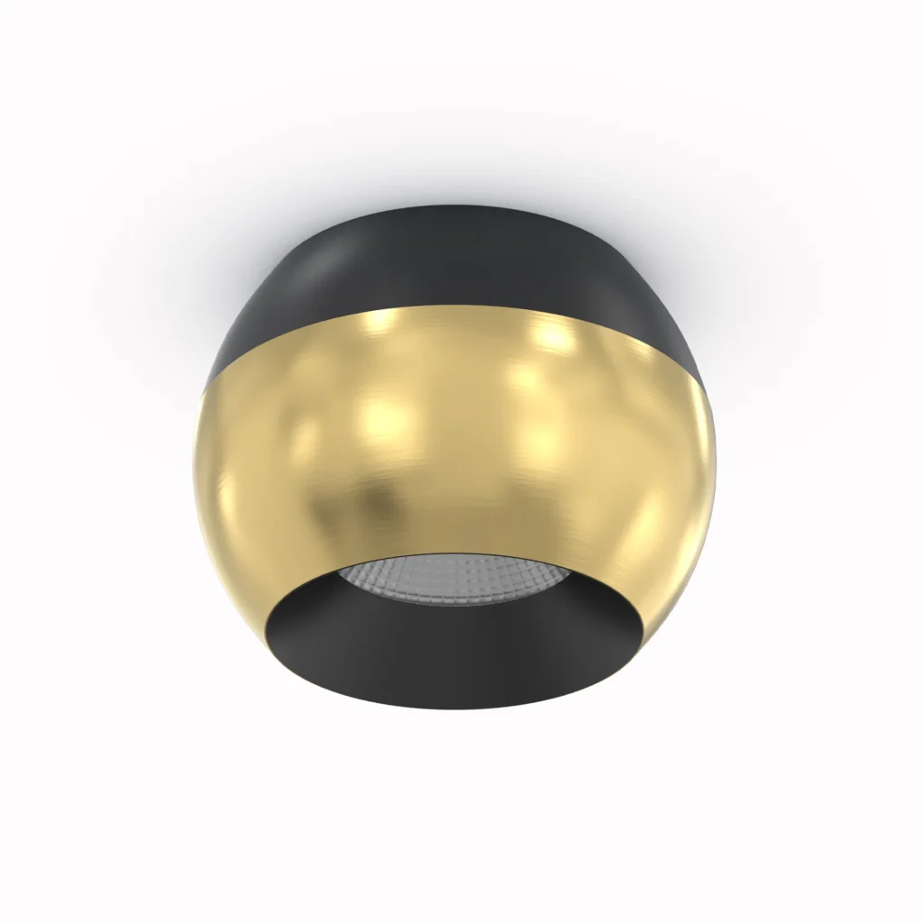 Belatrix Rado cylinder light in black and gold finish for premium architectural interior lighting