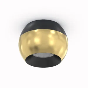 Belatrix Rado cylinder light in black and gold finish for premium architectural interior lighting
