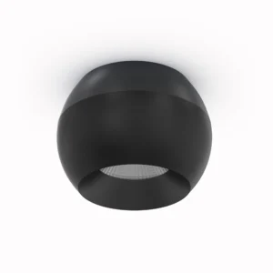 Belatrix Rado cylinder light in black and matt black finish, 12W architectural surface mounted lighting fixture