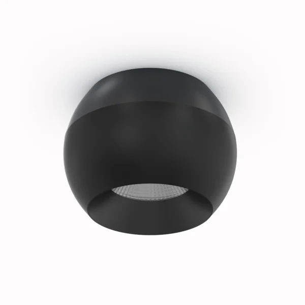 Belatrix Rado cylinder light in black and matt black finish, 12W architectural surface mounted lighting fixture