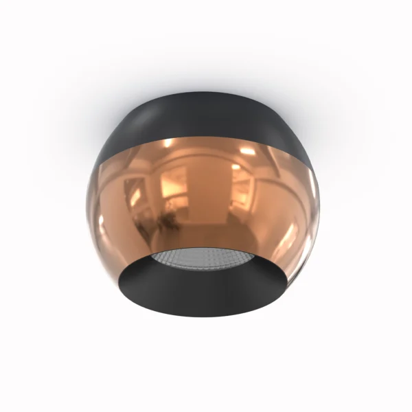 Belatrix Rado cylinder light in black rose gold finish for premium interior lighting
